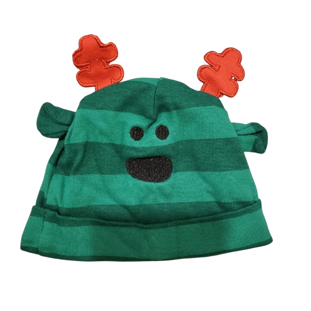 Green Striped Reindeer beanie
